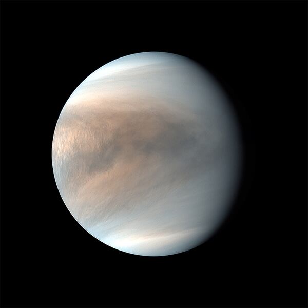 A synthesized false color image provided by PLANET-C Project Team/JAXA of Venus. On Wednesday, Bill Nelson, the NASA administrator, announced the agency’s latest choices for robotic planetary missions, both expected to head to Venus in coming years: DAVINCI+ and VERITAS. (PLANET-C Project Team/JAXA via The New York Times) 