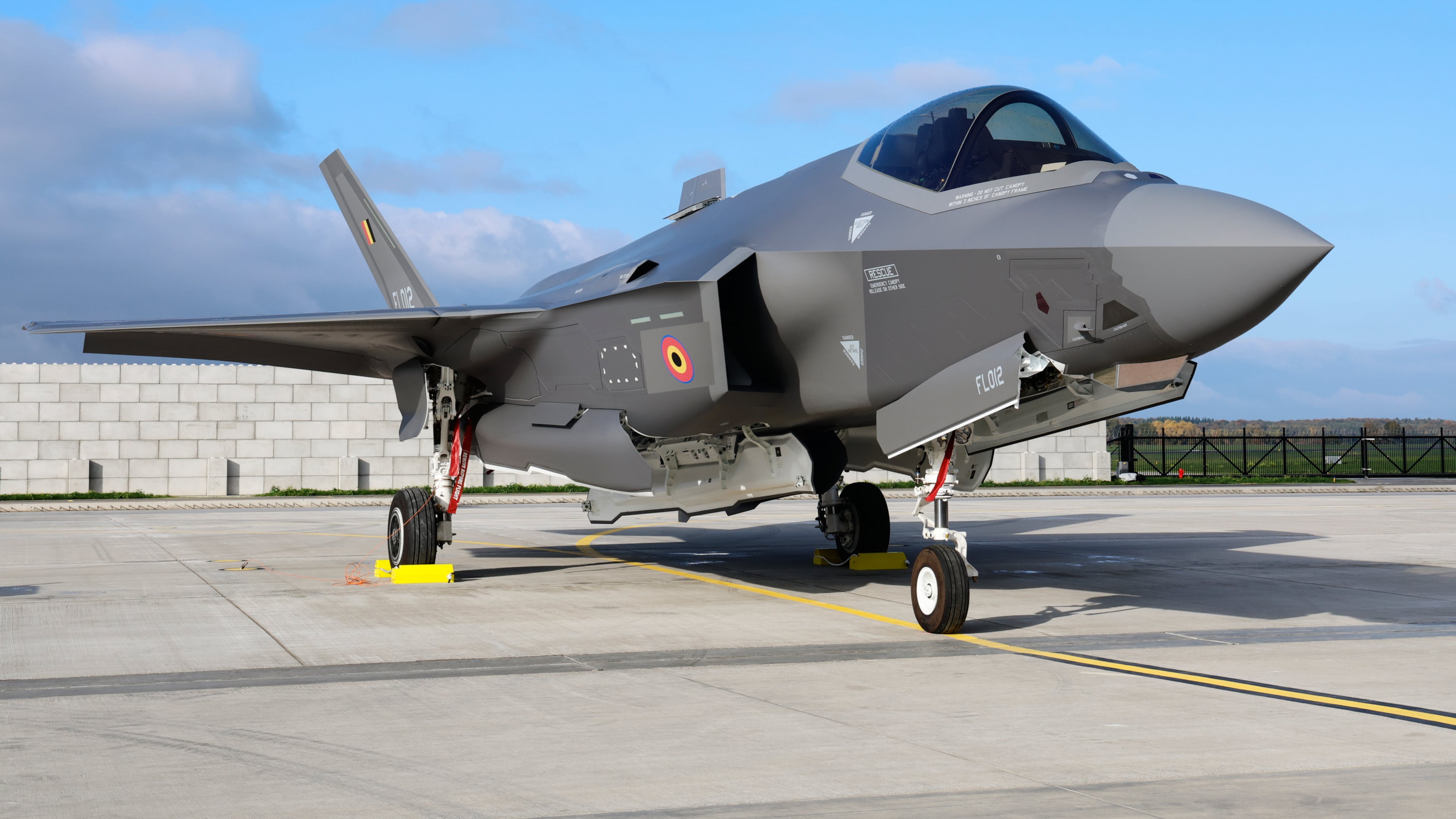 FILE - An F-35A Lightning II sits on the runway at the Florennes Airbase in Florennes, Belgium, Oct. 13, 2025 (AP Photo/Geert Vanden Wijngaert, File)