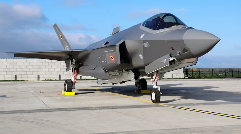 FILE - An F-35A Lightning II sits on the runway at the Florennes Airbase in Florennes, Belgium, Oct. 13, 2025 (AP Photo/Geert Vanden Wijngaert, File)