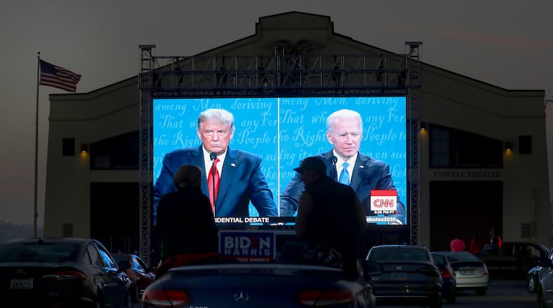 FILE — A drive-up presidential debate watch party at Fort Mason in San Francisco, Oct. 22, 2020. In a matter of hours, CNN and ABC outmaneuvered their rivals and landed a coveted pair of Biden-Trump prime-time debates. (Jim Wilson/The New York Times)