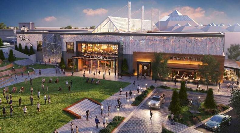 This is a rendering of the redeveloped North Point Mall entrance from Dwell Design Studio.