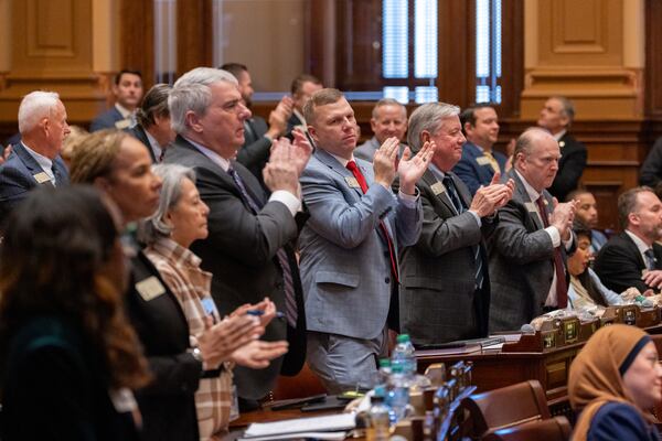 Legislators clap during Gov. Brian Kemp’s final State of the State speech in the House of Representatives at the Capitol in Atlanta on Thursday, Jan. 15, 2026. (Arvin Temkar/AJC)