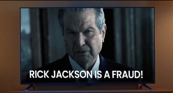 An attack ad from Lt. Gov. Burt Jones against Rick Jackson is one of a deluge of negative advertising in the GOP primary for Georgia governor. April 10, 2026.