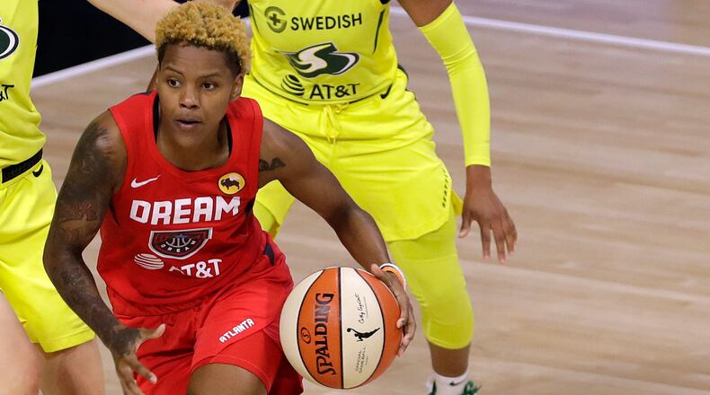 Atlanta Dream guard Courtney Williams (10) has averaged 11.2 points in nine games this season.