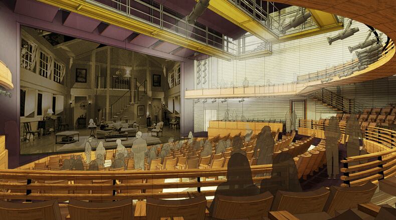 A conceptual drawing of the Alliance Theatre auditorium after a renovation to be funded by part of a Woodruff Foundation grant.