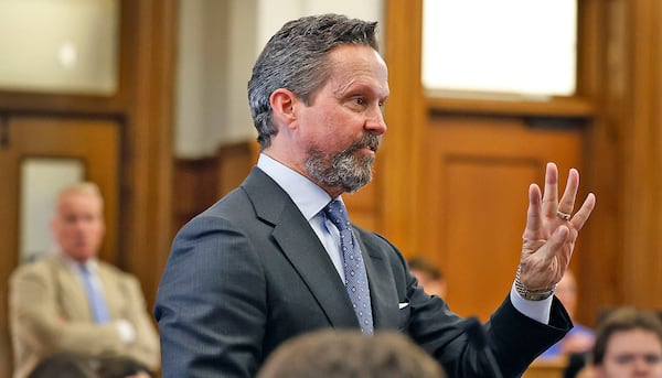 Lead defense attorney Alan Jackson questions Jenifer McCabe about the four times she looked out the door from 34 Fairview the night John O'Keefe died during the Karen Read murder trial in Norfolk Superior Court in Dedham, Mass., Wednesday, April 30, 2025. (Greg Derr/The Patriot Ledger via AP, Pool)