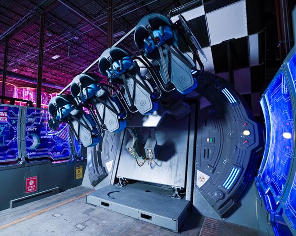 Thrillz Atlanta features a VR roller coaster with an option for a 360-degree upside-down flip. (Courtesy of Thrillz Atlanta)