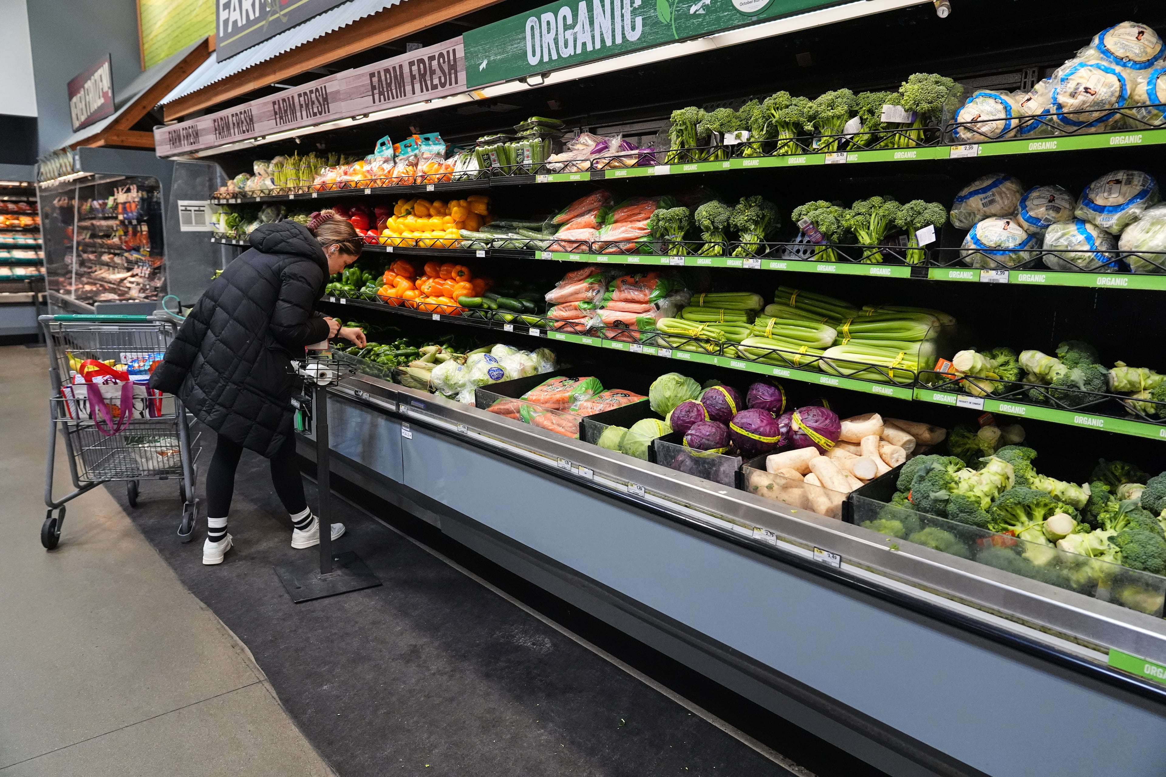 A customer shops for produce on Monday, Nov. 10, 2025, in Baltimore. Overall, grocery prices increased 2.7% in September over the prior year, according to the most recent data available from the U.S. Bureau of Labor Statistics. (Stephanie Scarbrough/AP)