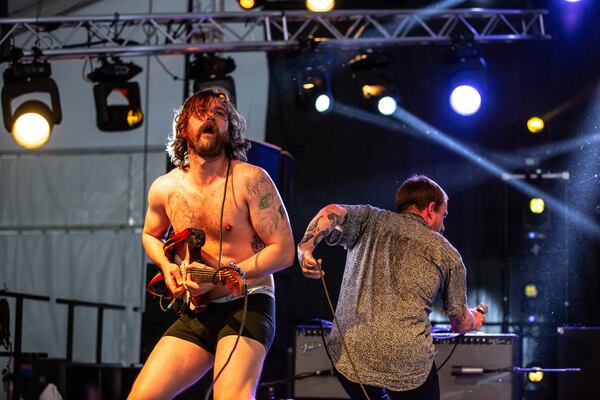IDLES singer Joe Talbot  got friendly with the crowd throughout the band's set. Photo: Ryan Fleisher/Special to the AJC