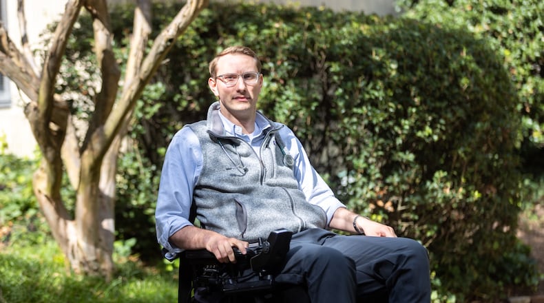 Dr. Woody Morgan was 20 years old when he was taken to Shepherd Center with two fractured vertebrae in 2008. Now he has returned to the center as an attending physician in its Comprehensive Rehabilitation Unit. (Arvin Temkar / arvin.temkar@ajc.com)