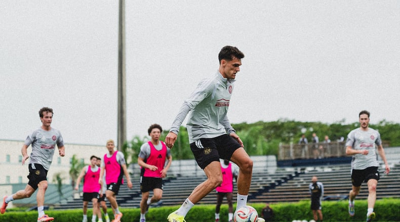 Atlanta United defender Tomás Jacob works during a training session at Florida International University in Miami on Wednesday, Jan. 21, 2026. (Courtesy of Mitch Martin/Atlanta United)