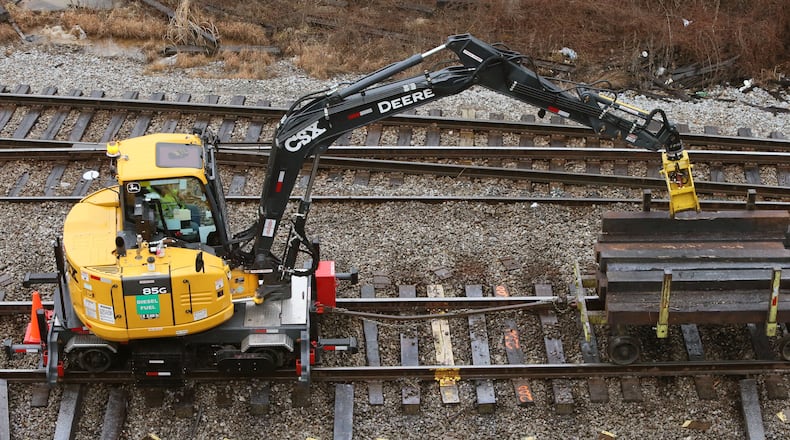 In this 2015 file CSX workers perform track maintenance in downtown Atlanta. Bob Andres, bandres@ajc.com