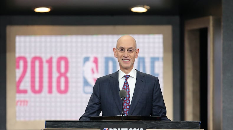 NBA commissioner Adam Silver speaks before the first round of the 2018 NBA Draft at the Barclays Center.