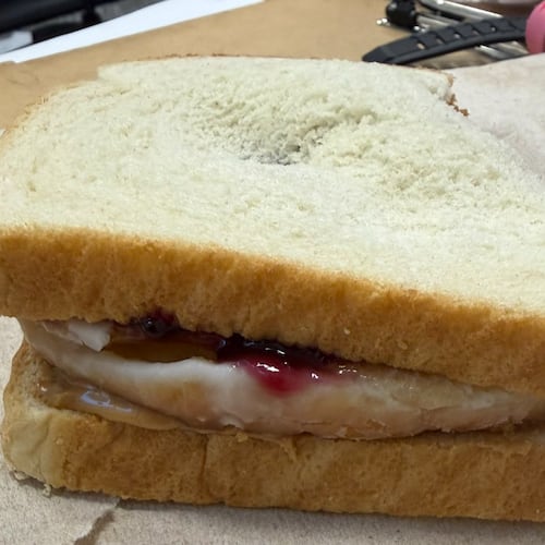 The "Honey Hammer," curated by Effingham County offensive linemen, has gone viral this week as a new twist on the classic PB+J sandwich. (Courtesy of Ross Garner)