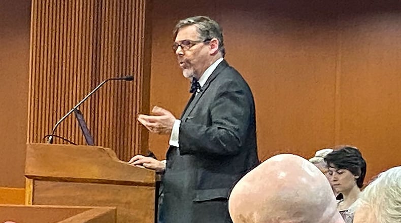 University System of Georgia Chief Academic Officer Tristan Denley (center) speaks to the Georgia House of Representatives’ Higher Education Committee about a plan to revamp its core curriculum for college students. ERIC STIRGUS/ESTIRGUS@AJC.COM.