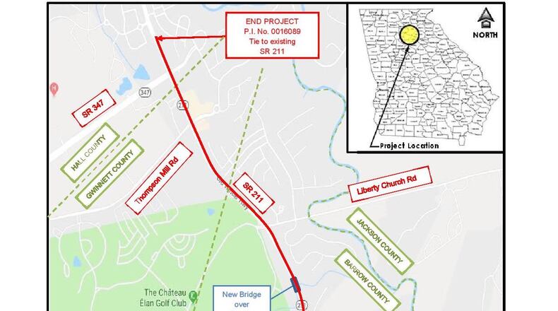 GDOT is offering a virtual open house to view plans for the proposed widening of the Ga. 211 corridor from Interstate 85 to Ga. 347 in Braselton. (Courtesy GDOT)