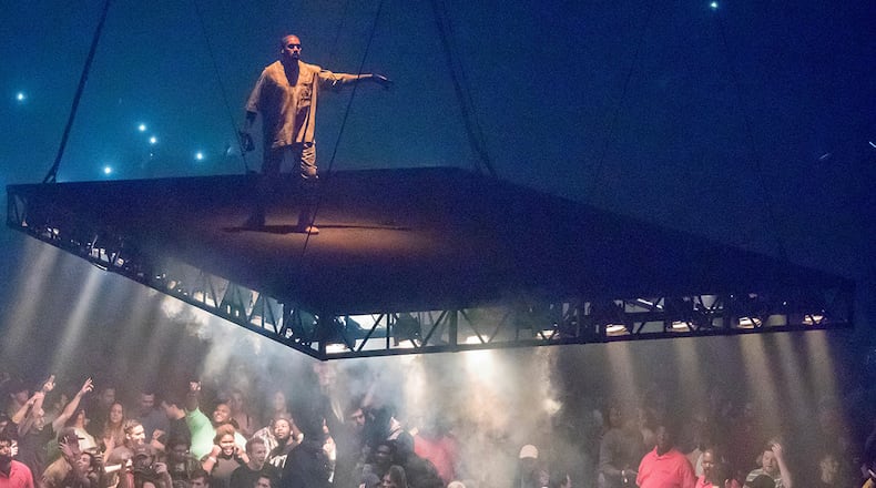 DETROIT, MI - SEPTEMBER 28: Kanye West performs during The Saint Pablo Tour at Joe Louis Arena on September 28, 2016 in Detroit, Michigan. (Photo by Scott Legato/Getty Images)