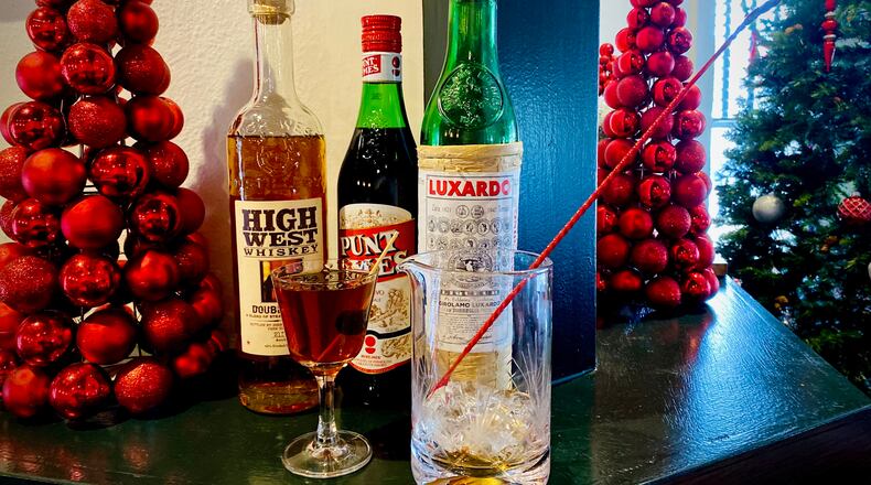 Rye whiskey is conducive to making rich, cold-weather cocktails, such as a red hook. Krista Slater for The Atlanta Journal-Constitution