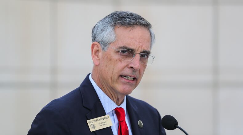 Secretary of State Brad Raffensperger will be a featured speaker at the Atlanta Press Club voting webinar 2 p.m. Sept. 22. AJC file photo