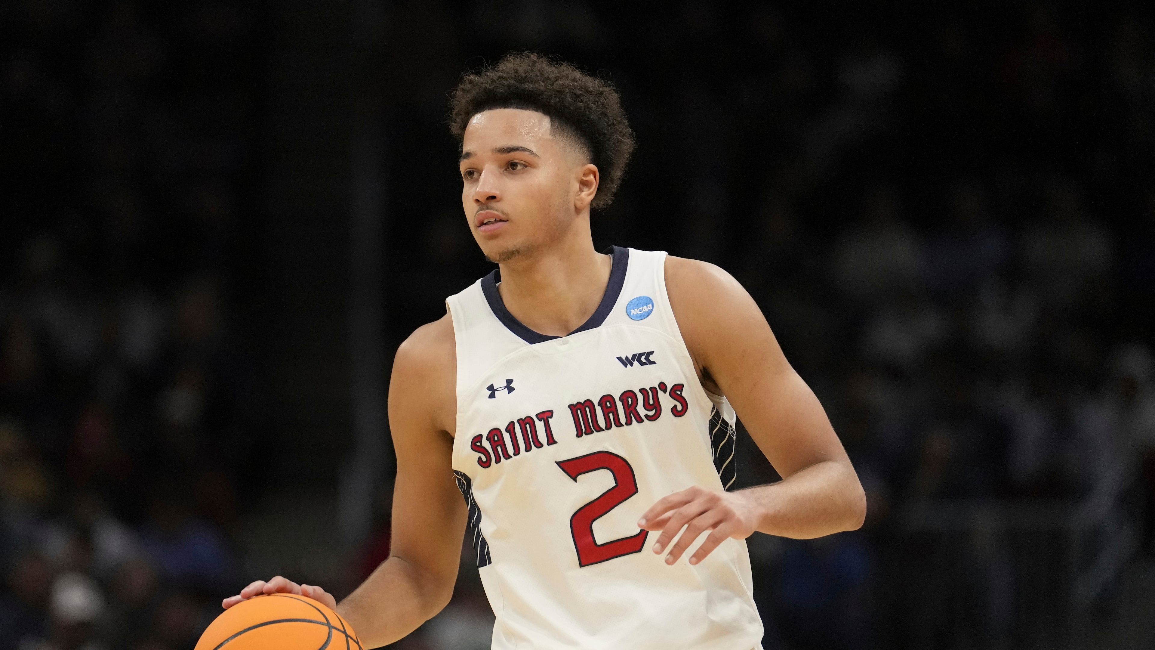 Saint Mary's guard Jordan Ross in the second half of game against Vanderbilt in the first round of the NCAA college basketball tournament, Friday, March 21, 2025, in Cleveland. (Sue Ogrocki/AP)