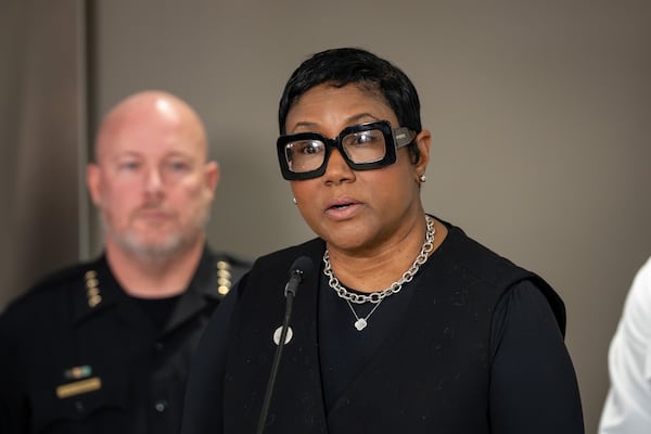 Dekalb County CEO Lorraine Cochran-Johnson speaks about the recent fires and arson suspect arrest, Tuesday, Apr 28, 2026 (Ben Hendren for the AJC)