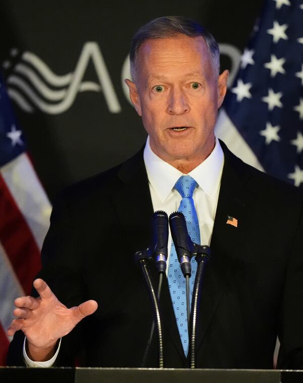 Martin O'Malley former Commissioner of the Social Security, Administration speaks at the Advocates, Counselors, and Representatives for the Disabled conference in Chicago, Tuesday, April 15, 2025. (AP Photo/Nam Y. Huh)