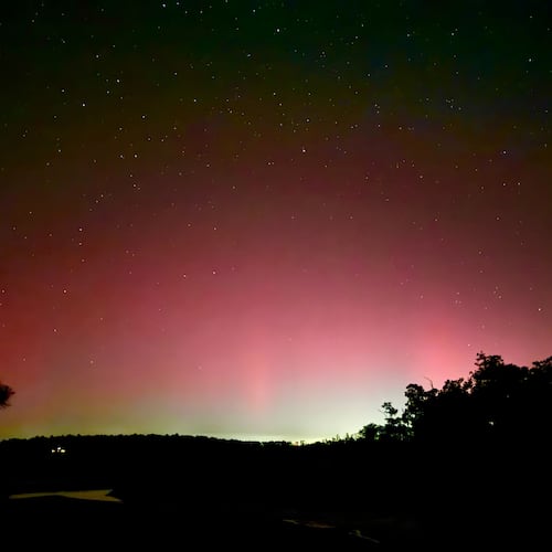 The northern lights are visible from the Georgia marshes south of Savannah on Tuesday, Nov. 11, 2025. (Photo courtesy of Mark Yeager/Charlie Bates Solar Astronomy Project)