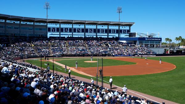 Fans fill George M. Steinbrenner Field during a spring training baseball game between the Minnesota Twins and the New York Yankees, Thursday, March 6, 2025, in Tampa, Fla. (AP Photo/Chris O'Meara)