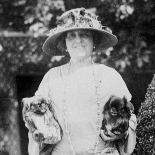 FILE - American author Edith Wharton poses with her dogs in France, 1923. (AP Photo, File)