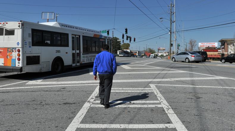 Pedestrian deaths fell 16 percent in the first half of last year. But they're up dramatically in recent years. HYOSUB SHIN / HSHIN@AJC.COM