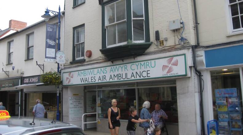 The building with the bay window at 13 Frogmore St., where Edgar Parry ran a butcher shop, is still there in Abergavenny, Wales. (Courtesy of Bill King)
