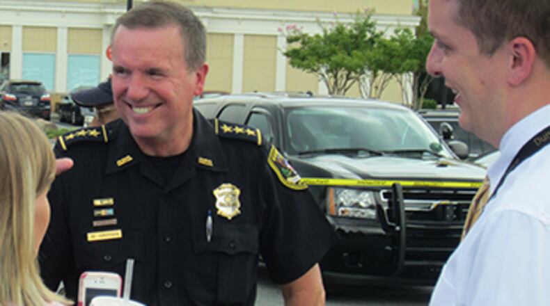 The Dunwoody Police Department is among 19% of law enforcement agencies in Georgia to be state certified. Dunwoody Police Chief Billy Grogan is shown on the right. (Courtesy of Dunwoody)