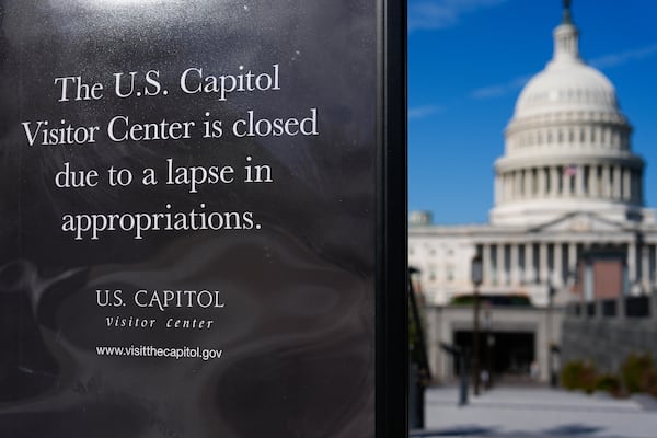 A sign outside the U.S. Capitol Visitor Center in Washington.