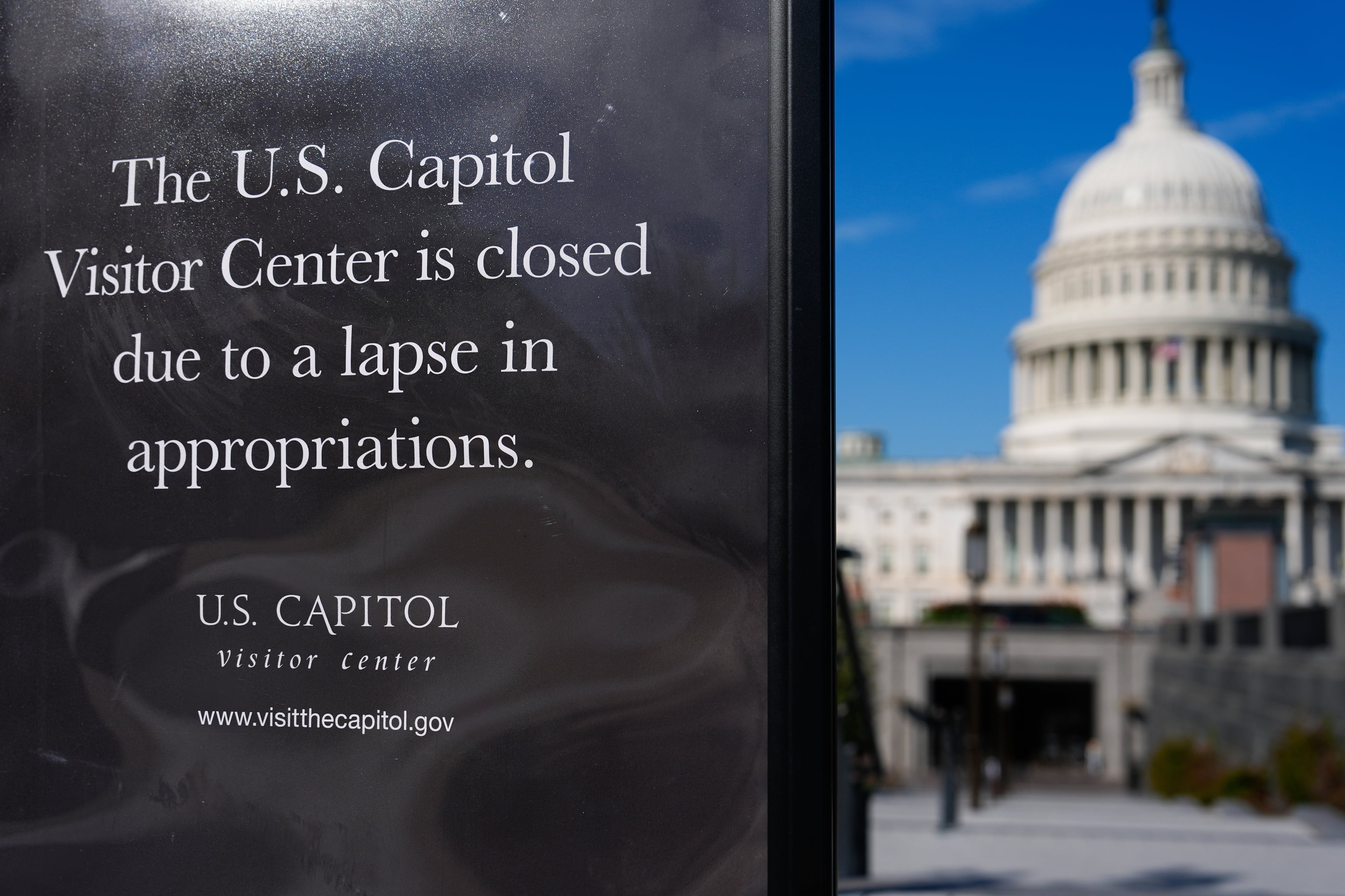 A sign outside the U.S. Capitol Visitor Center in Washington.