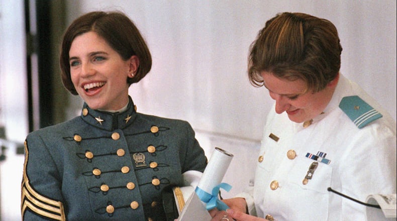 Nancy Mace became the first female graduate of The Citadel on Saturday, May 8, 1999. AP Photo/Mic Smith