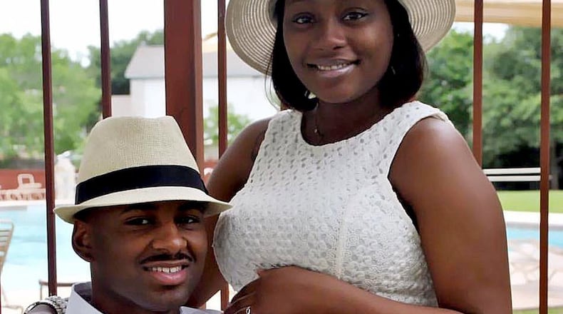 Ke’Anna Shields married her high-school sweetheart, Quent Bentley, on April 29 in Houston, where he is stationed in the Navy. Shields, 21, was struck and killed Thursday at an Atlanta bus stop. She was 8 months pregnant. (Family photo)