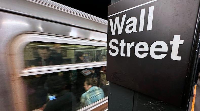 FILE - A train arrives at a Wall Street subway station in New York's Financial District on Nov. 5, 2024. (AP Photo/Peter Morgan, File)
