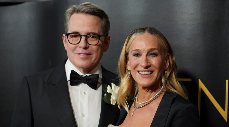Matthew Broderick, left, and Sarah Jessica Parker arrive at the Golden Globes Golden Eve on Tuesday, Jan. 6, 2026, at The Beverly Hilton Hotel, in Beverly Hills, Calif. (Photo by Jordan Strauss/Invision/AP)