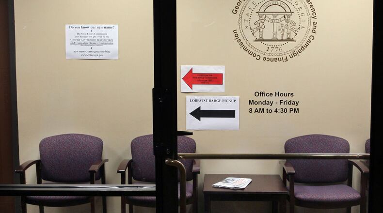 State contractors are supposed to file reports on what they spend on state employees with the Georgia Government Transparency and Campaign Finance Commission, the state’s ethics commission, in the Sloppy Floyd Building in downtown Atlanta. Phil Skinner.