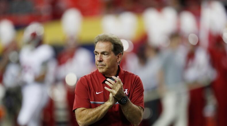 Nick Saban will lead top-rannked Alabama against No. 3 Florida State Sept. 2 at Mercedes-Benz Stadium.