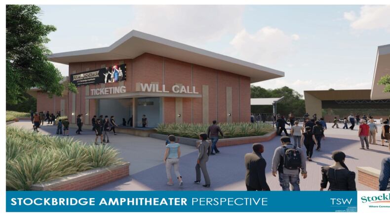 A rendering of an amphitheater under construction in Stockbridge.