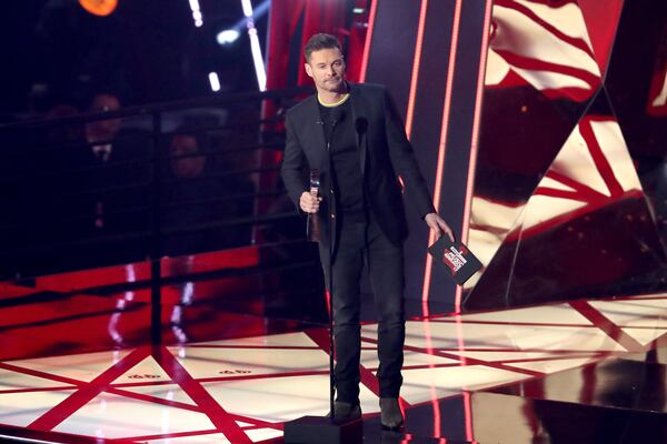  INGLEWOOD, CA - MARCH 05: Host Ryan Seacrest speaks onstage at the 2017 iHeartRadio Music Awards which broadcast live on Turner's TBS, TNT, and truTV at The Forum on March 5, 2017 in Inglewood, California. (Photo by Rich Polk/Getty Images for iHeartMedia)