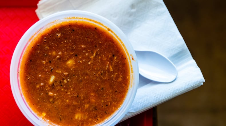 Brunswick stew at Old Brick Pit BBQ. CONTRIBUTED BY HENRI HOLLIS