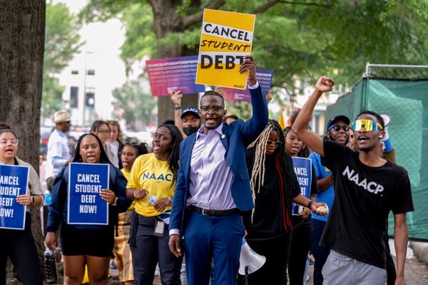 Demonstrators rallied in Washington in 2023 after the Supreme Court ruled the Biden administration overstepped its authority in trying to cancel or reduce student loan debts for millions of Americans.
