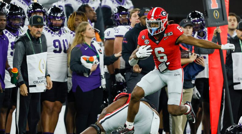 Georgia Bulldogs running back Kenny McIntosh is moving on to the NFL. (Jason Getz / Jason.Getz@ajc.com)