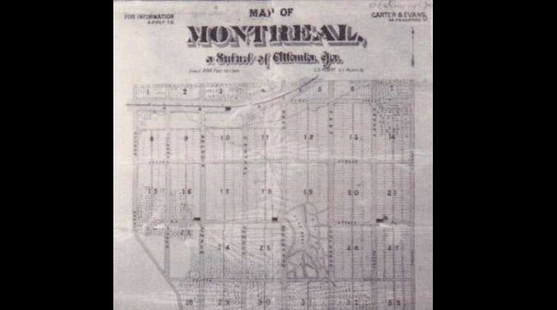 A map of the town of Montreal, which failed to develop in DeKalb County around the turn of the 20th century.