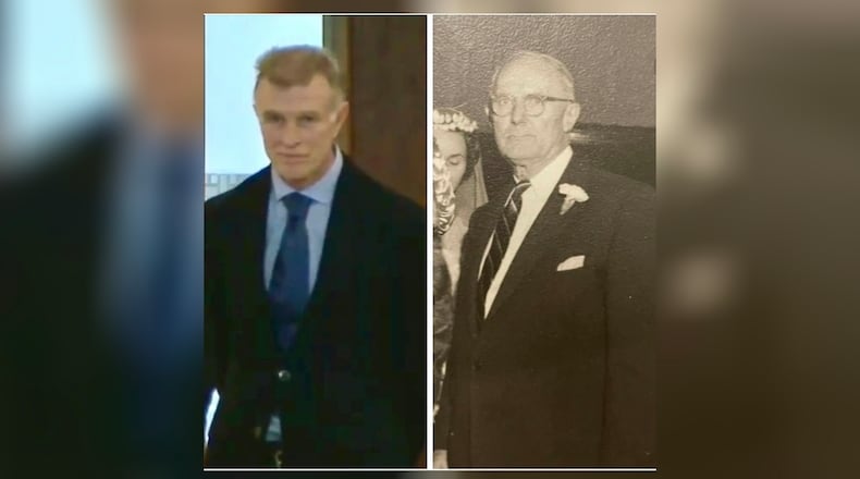 William J. Torpy III ready to give his mother's eulogy and his grandfather, William J. Torpy Sr., at the wedding of the author's parents in 1957. The two Williams are about the same age - 65ish.
