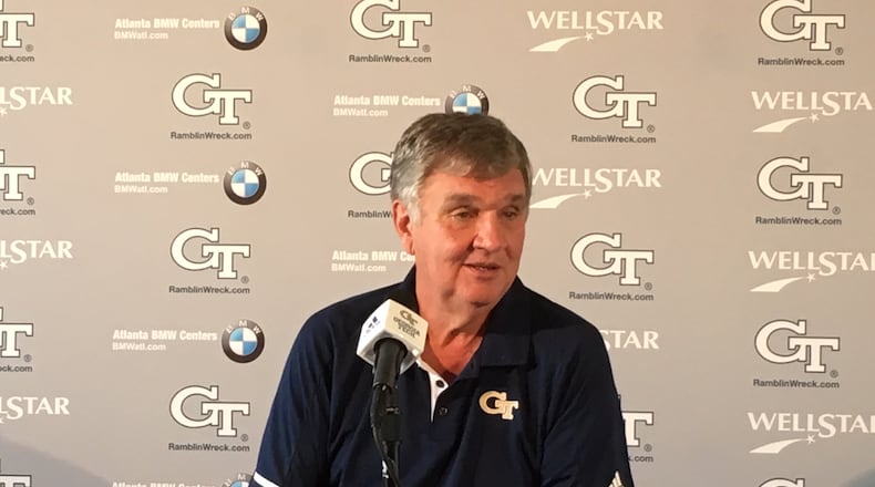 Georgia Tech coach Paul Johnson spoke at his weekly news conference at Bobby Dodd Stadium September 25, 2018.