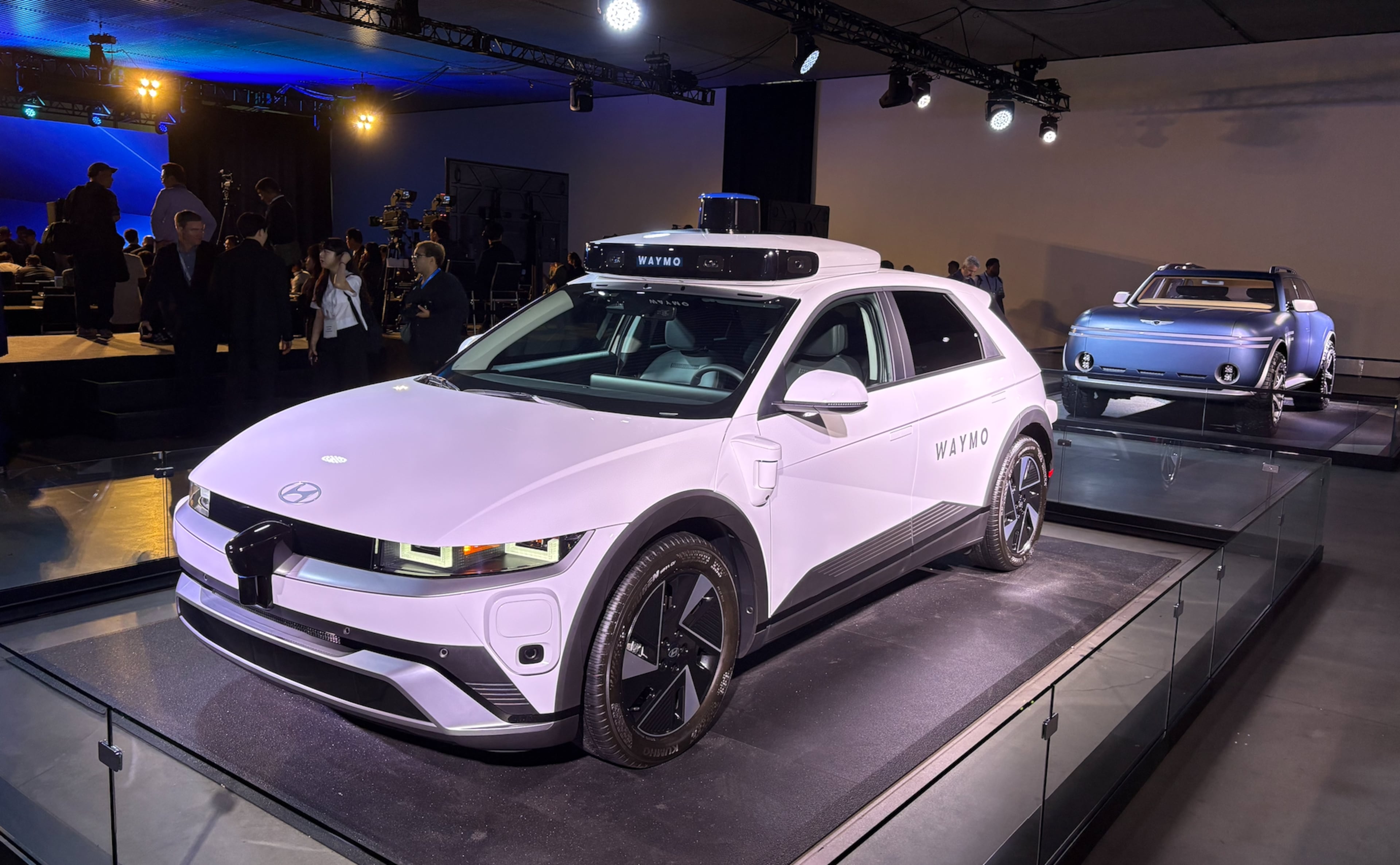 Hyundai Motor Company displayed an autonomous IONIQ 5 through a partnership with Waymo at the company's annual investor meeting in New York City on Sept. 18, 2025.