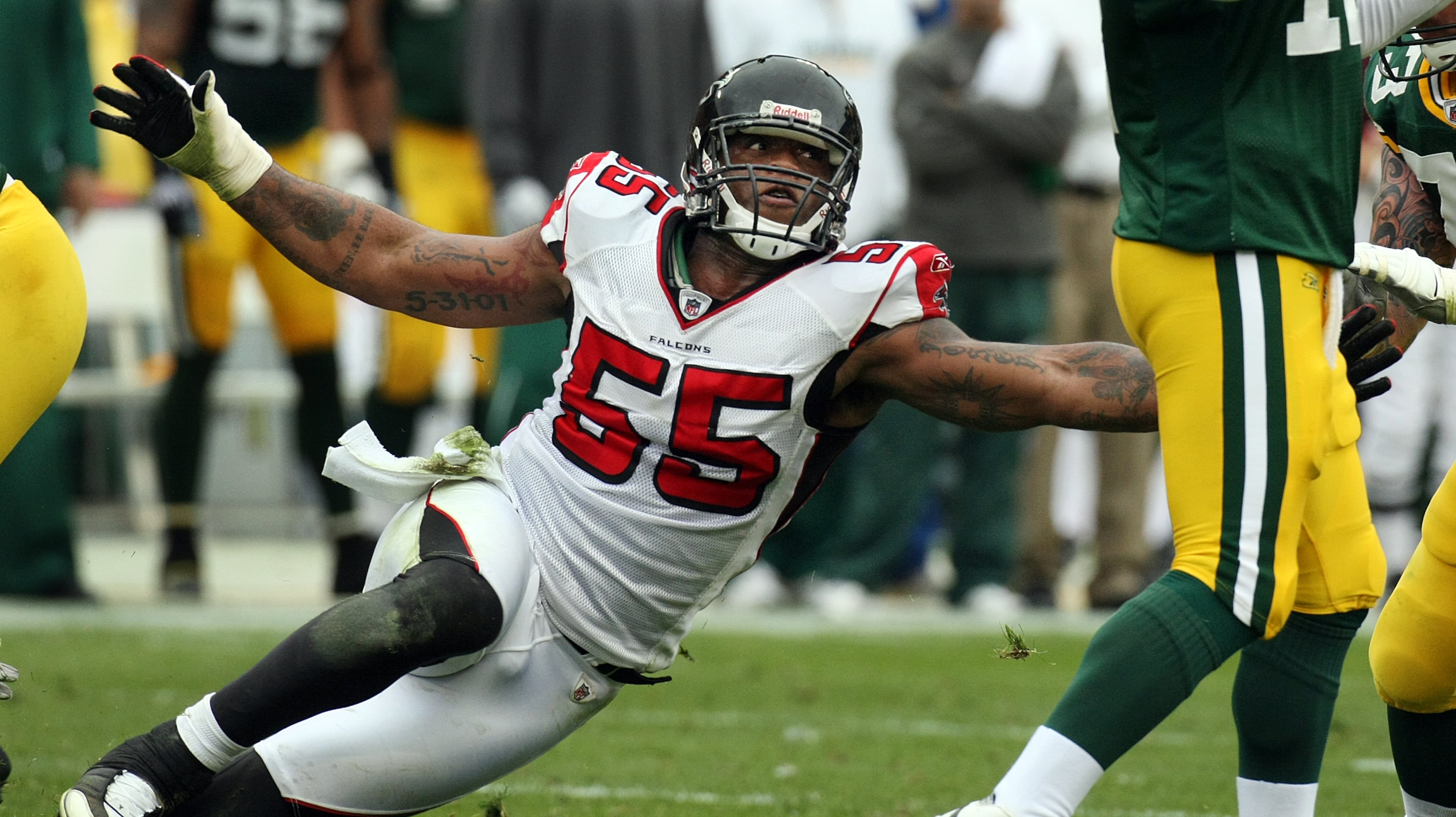 The Falcons were the No. 1 seed twice going into the playoffs with John Abraham leading the defense. He is a candidate for the Ring of Honor for both the Jets and the Falcons. (AJC 2008)